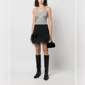 Polo Ralph Lauren Black Ostrich Feather Hem Mini Skirt